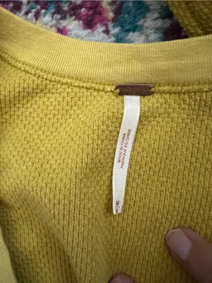 Free people Mustard Yellow Women's Knit Sweater with Patterned Crochet Cuffs thumbnail 8