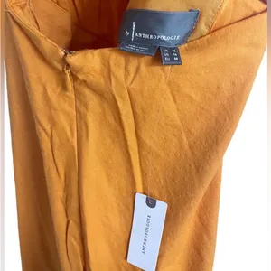 Anthropologie Sleeveless Asymmetrical Open Back Linen Midi Dress 14‎ Orange thumbnail 9