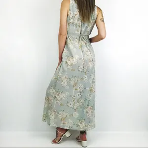 Vintage 90’s Sleeveless Botanical Maxi Dress | Size M thumbnail 8