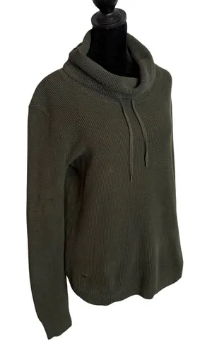 Ralph Lauren Green Waffle Knit Cowl Neck Sweater Women Size‎ M Minimalist thumbnail 1