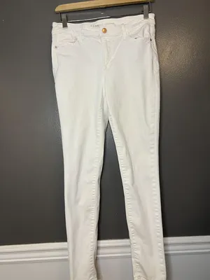 Old Navy Jeans Womens 8 Regular White Mid Rise Rockstar Skinny Stretch Denim thumbnail 2