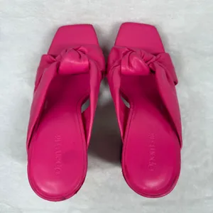 Open Edit Pink Knot Platform Mules Square Toe Block Heel‎ Sandals Womens 7 thumbnail 9