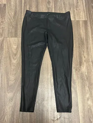 Express Black Faux Leather Low Rise Leggings thumbnail 3