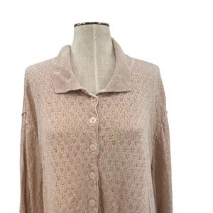Free People Betty Cardigan Sweater Linen Blend‎ Beige Tan Size XL thumbnail 5