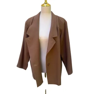 VTG Samuel Martin Pure Wool Coat 4 Tan Double Breasted Shawl Collar Flag Line‎ thumbnail 2
