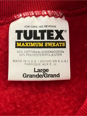 Vintage 90s Tultex Raglan Sweatshirt Christmas Angel Appliqué Red L thumbnail 5