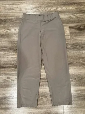 Eileen Fisher Washable Stretch Crepe Slim Pant in Chalk Size Large thumbnail 3