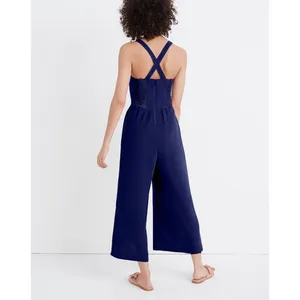 Madewell Smocked Button-Front Crop Jumpsuit thumbnail 2