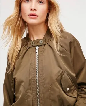 Free People Olive Midnight Bomber Jacket Size S thumbnail 2