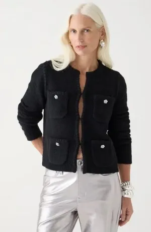 J CREW Odette Sweater Cardigan Lady‎ jacket with Jewel Buttons Size Small thumbnail 1