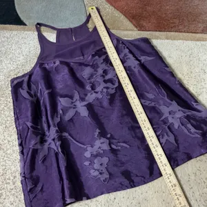 American Eagle Burnout Floral Mesh Tank Top Womens M Purple Racerback Blouse thumbnail 2