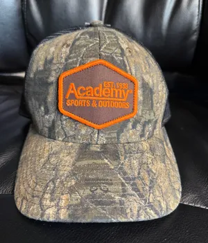 Academy Sports CAMO Hat SnapBack Mesh Realtree Adult OS Brand New Orange Patch thumbnail 1