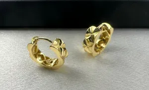 15mm Classic Rhombus Texture Gold Hoop Earrings for Women thumbnail 2
