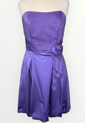 Alfred Angelo Purple Satin Strapless Bubble Hem Homecoming Prom Dress 12 NWT thumbnail 1