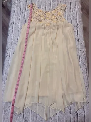 Ark & Co women’s.‎ Cream Crochet Yoke Chiffon Dress thumbnail 5