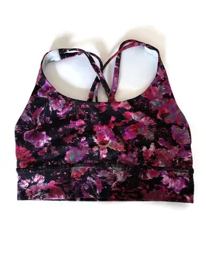 Lululemon purple and pink floral Energy sports bra size 6 thumbnail 3