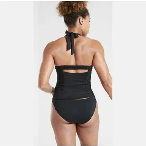 Athleta Sculpted Halter Tankini Black Bikini Tankini Top 32D/DD‎ Tall EUC thumbnail 7