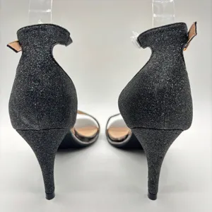 NEW Allegra K Heels Womens 8 Black Glitter Ankle Strap Stiletto Evening‎ Party thumbnail 6