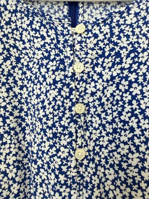 J. Crew Floral Tiered Midi Dress in Blue and White Size Medium thumbnail 3