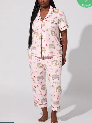 BedHead Swan Lake Short Sleeve Classic Stretch Jersey Cropped Pajama Set Ballet thumbnail 6