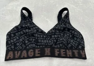 Savage X Fenty All Over Logo Sports Bra Black Rose Gold Size 1x thumbnail 1