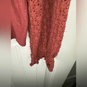 Madewell Maroon Texture & Thread Eyelet Mix Ruffle-Sleeve Top thumbnail 4