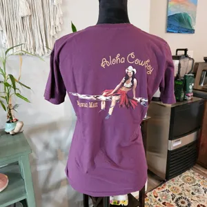 LAT ‘Aloha Cowboy’ Graphic Purple Tee size Medium thumbnail 2
