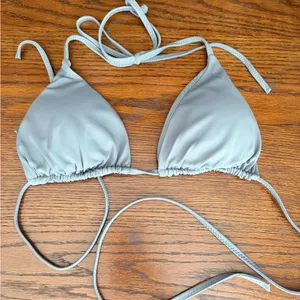 White Fox Swim Light Gray Triangle Bikini Top Size M thumbnail 1