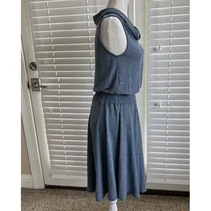 Soft Surroundings XL Tall Blue Kerry Dress Sleeveless Cowl Neck Smocked Waist thumbnail 6
