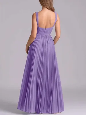 Azazie Mina A-Line Pleated Chiffon Dress Purple (Tahiti) Size 20 NWT thumbnail 4
