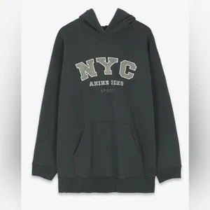 Anine Bing Vincent Hoodie NYC Charcoal Green thumbnail 15