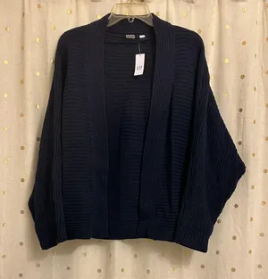 NWT -  Medium Textured Open-Front Cardigan - Navy blue thumbnail 1