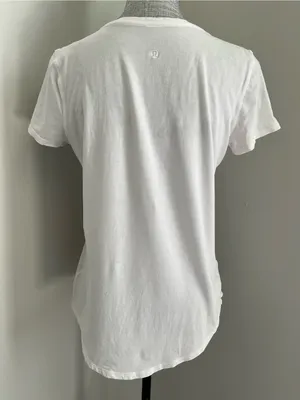 Lululemon white v neck workout tshirt thumbnail 3