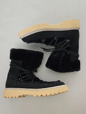 New JLO by Jennifer Lopez Womens Ginna Black Faux-Fur Winter Boots Size 8 thumbnail 2