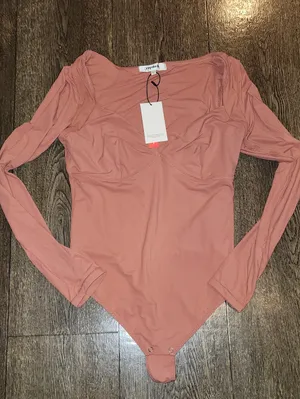 NWT Popilush Long Sleeve Cloudsense Bodysuit One Piece Outfit Top Rose Pink L thumbnail 7