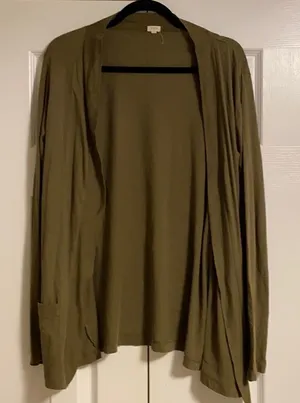 J Crew Factory Army Green Open Cardigan Top thumbnail 1
