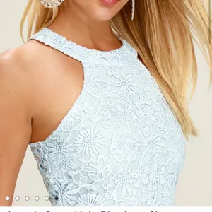 Lulus‎ Lover's Game Baby Blue Lace Chiffon Halter Skater Dress XL thumbnail 2