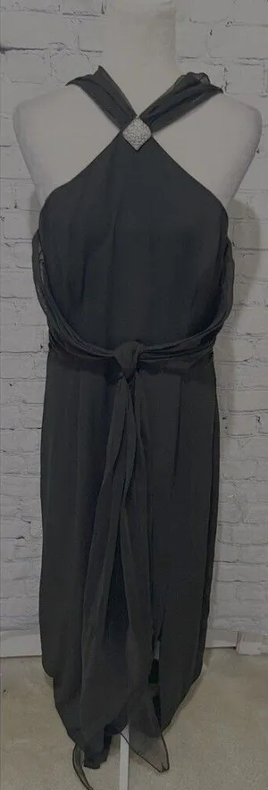 Vintage En Francais black sleeveless gown with a halter neckline Flowing Size 14 thumbnail 1