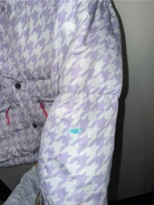 OOSC purple houndstooth chic ski puffer jacket size large‎ thumbnail 5