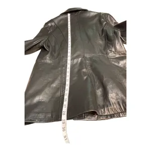 Pelle Studio Black Leather Blazer Jacket Women's Size XL Red Satin Lining thumbnail 6