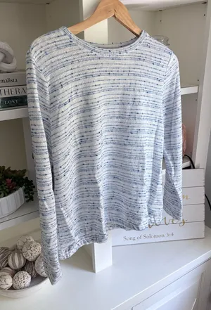 Loft Blue Boucle Textured Sweater thumbnail 1