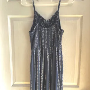 Blue Patterned Lightweight Jumpsuit with Flare BellBottoms Size Large Bohemian thumbnail 11