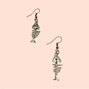 Zircon Crystal Fish Bone Dangle Earrings: Silver Plated Boho Jewelry thumbnail 4