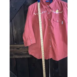 Vintage Disney Winnie the Pooh Shirt Womens XLarge Red Pearl Snap Button‎ up thumbnail 4