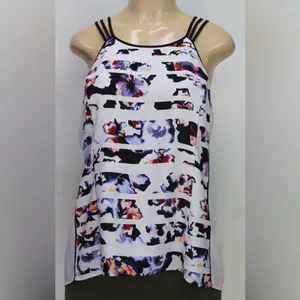 White House Black Market Abstract Floral Strappy Tank Top thumbnail 2