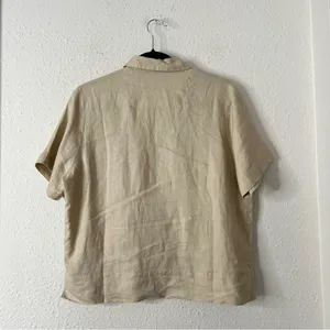 Quince 100% Linen Button Down Top in Tan Size Small thumbnail 5