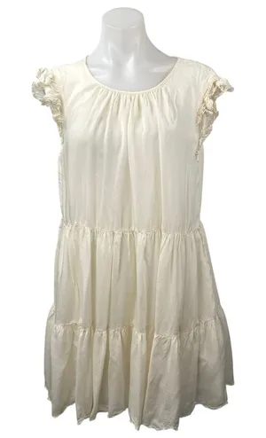 Aritzia Wilfred Sidonie White Cream Flutter Sleeve Tiered Mini Babydoll Dress S thumbnail 1