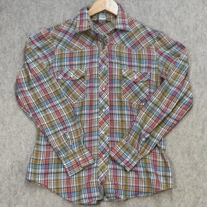 EV Ltd Vintage Womens M‎ Western Pearl Snap Shirt Plaid Multi-Color Long Sleeve thumbnail 2