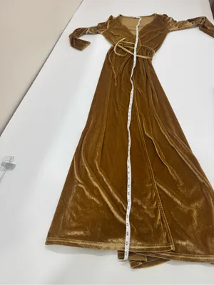 Baltic Born Sofia Velvet Wrap Maxi Dress Gold Long Sleeve V-Neck Medium thumbnail 5