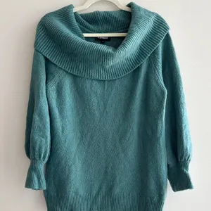 Express Teal Cowlneck Balloon Sleeve Sweater, Size Large thumbnail 16